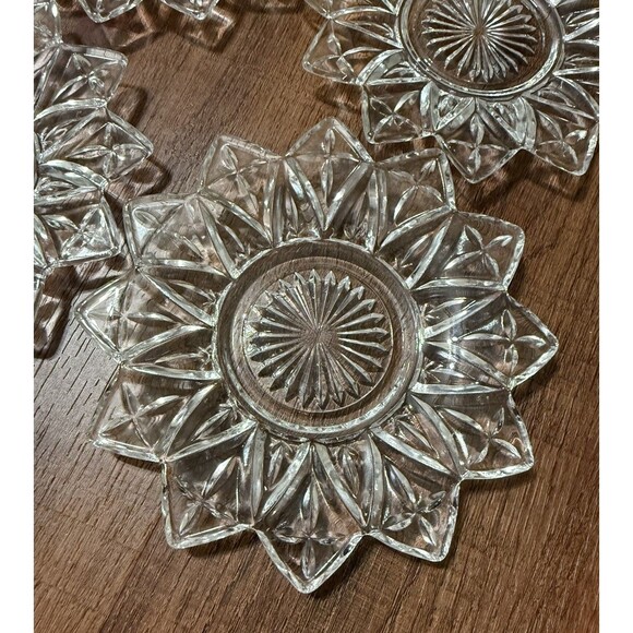 FEDERAL GLASS 1950’s Clear Glass Petal Pattern 6 1/4” Plates 12 Point 6 PCs - Picture 3 of 9